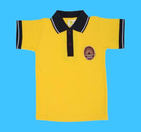 Neocardin Polo T-Shirt, Yellow with Navy Blue Collar, Short Sleeve Boys and Girls Size-28, for 5-7years old